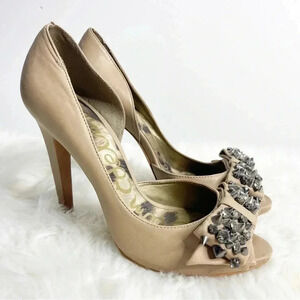 Sam Edelman Open Toe Nude Bow Pumps Size 8:5
